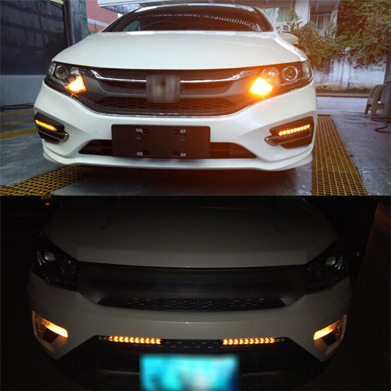 White Amber Flowing Strip DRL Arrow Flasher Dynamic Turn Signal Light 12 LED