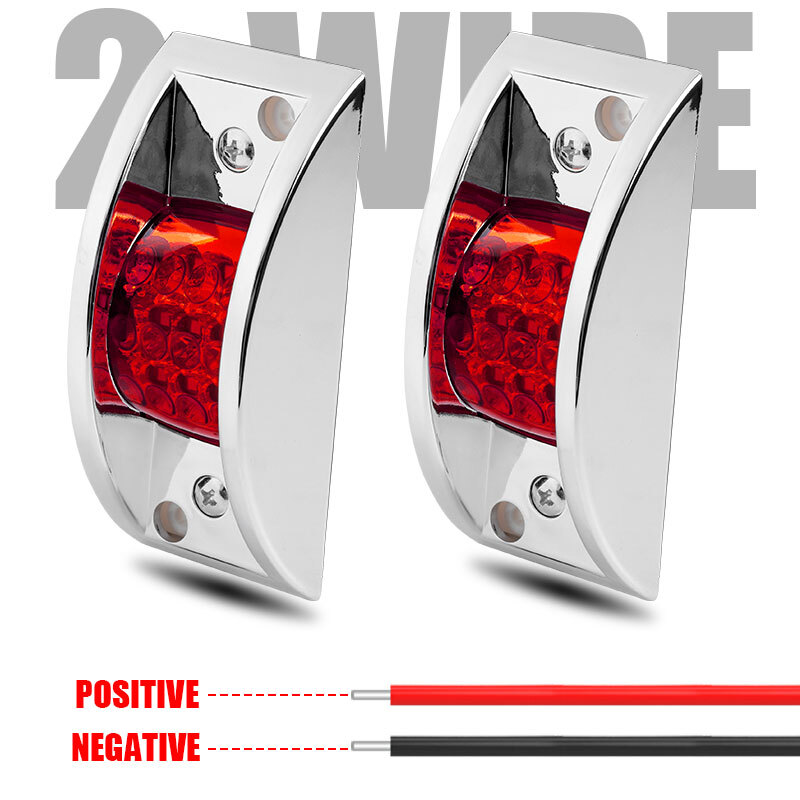 Amber/Red/White 12 LED Sealed Chrome Side Marker Truck Trailer Clearance Lights