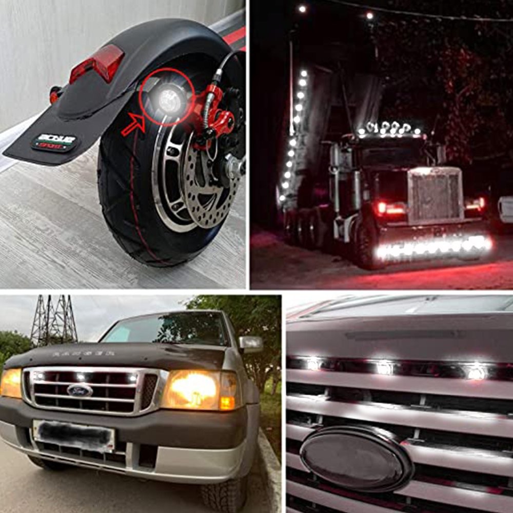 10X White Smoked Side Round Marker lights Truck Trailer 3/4″LED Bullet LightA
