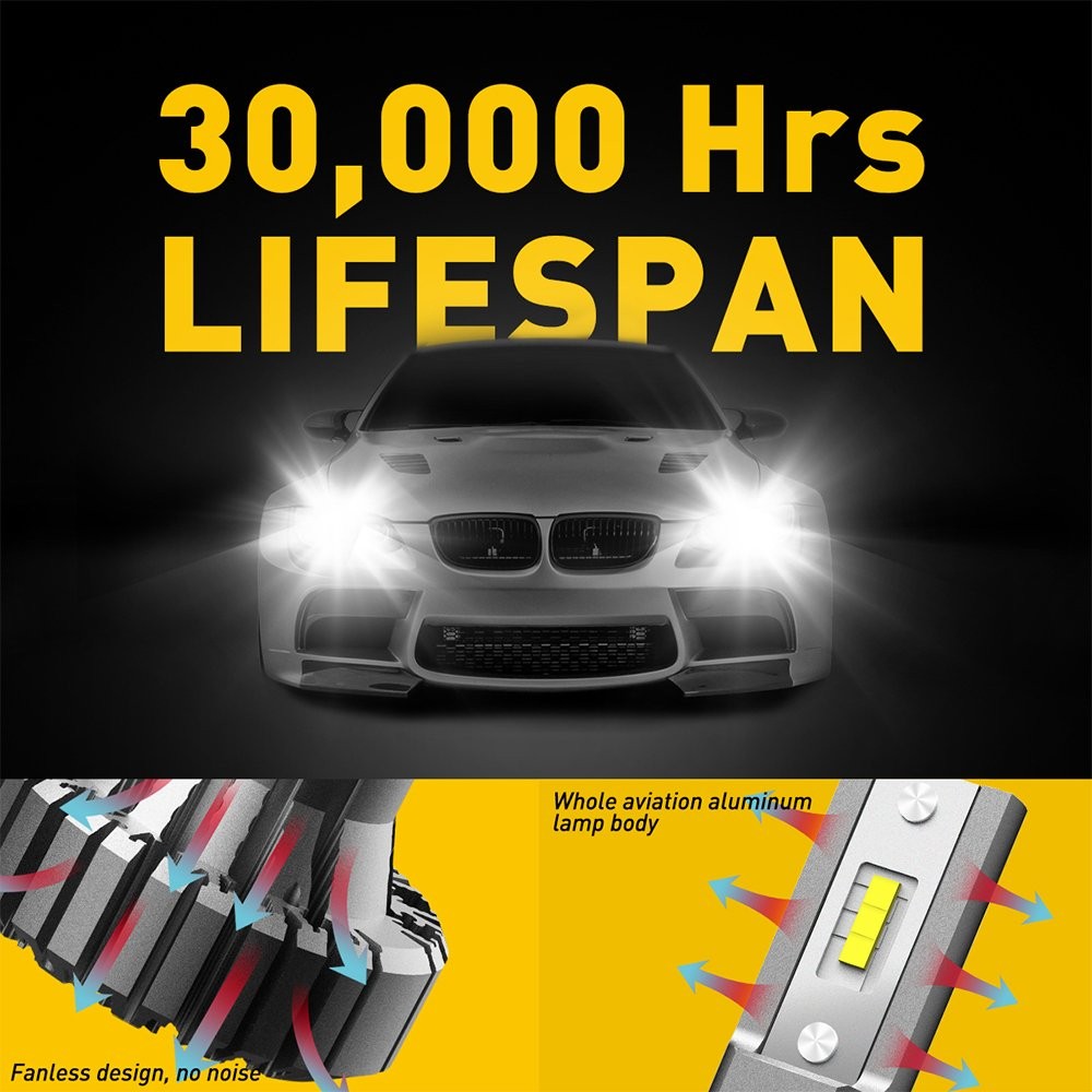 2set AUXITO H7 LED Headlight Bulb High Low Beam 6500K Super White 20000LM B3 USA