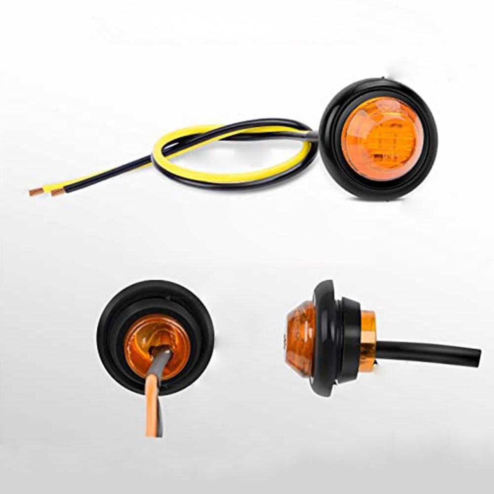 3/4″ Round Truck Trailer Side Marker Lights Amber Bullet LED Clearance 10-100x