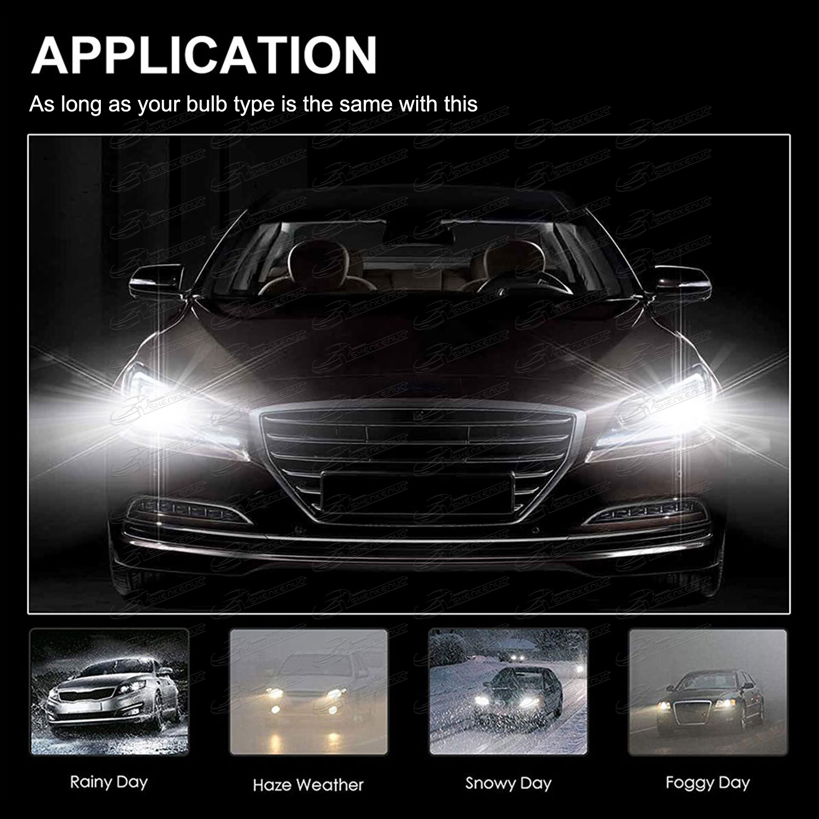 H1 100W 6000K White LED Headlight Bulbs Conversion Kits Low Beam Replace Halogen