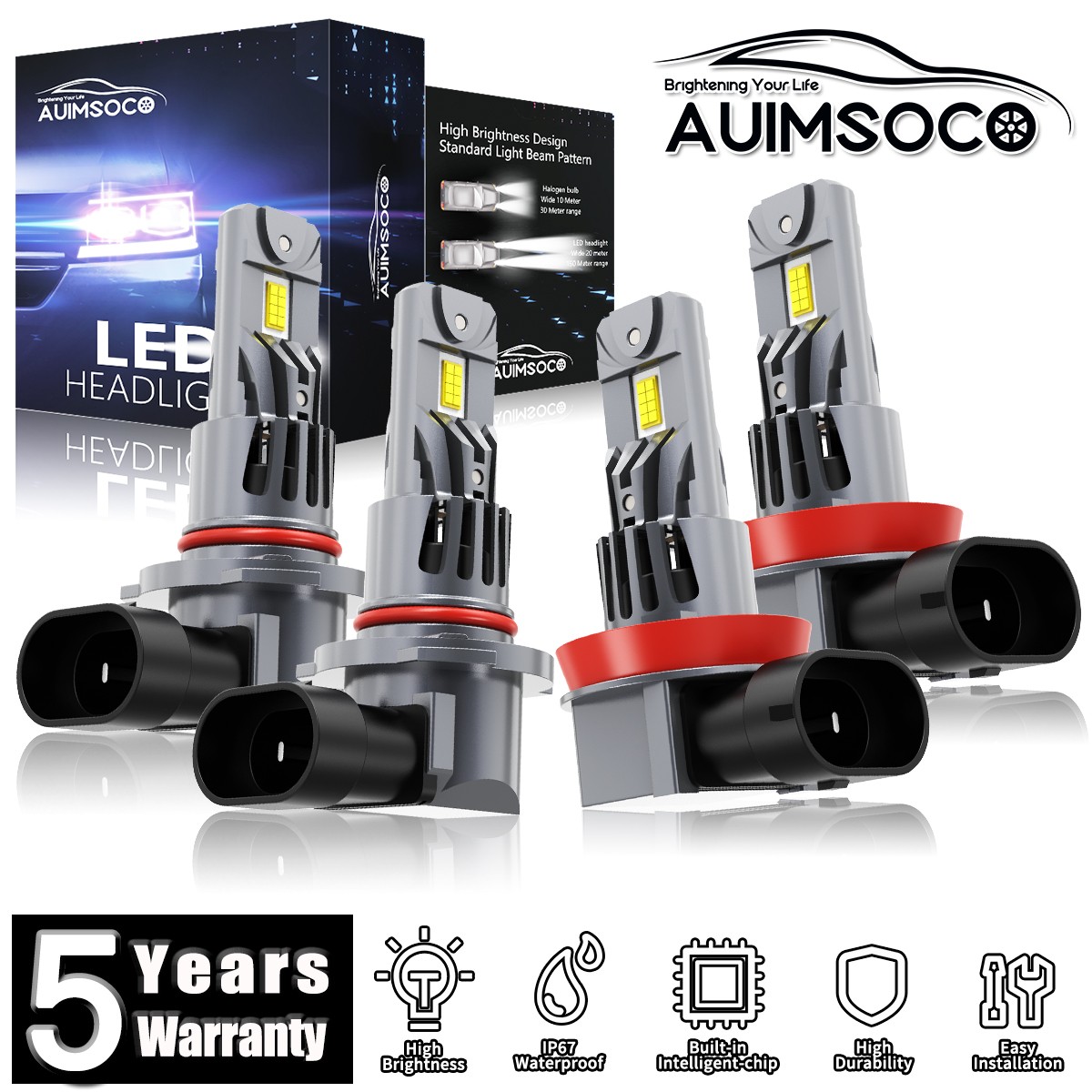 For GMC Yukon XL 2015-2021 LED Headlight White Kit Bulbs Hi/Lo Beam 72000LM 4x