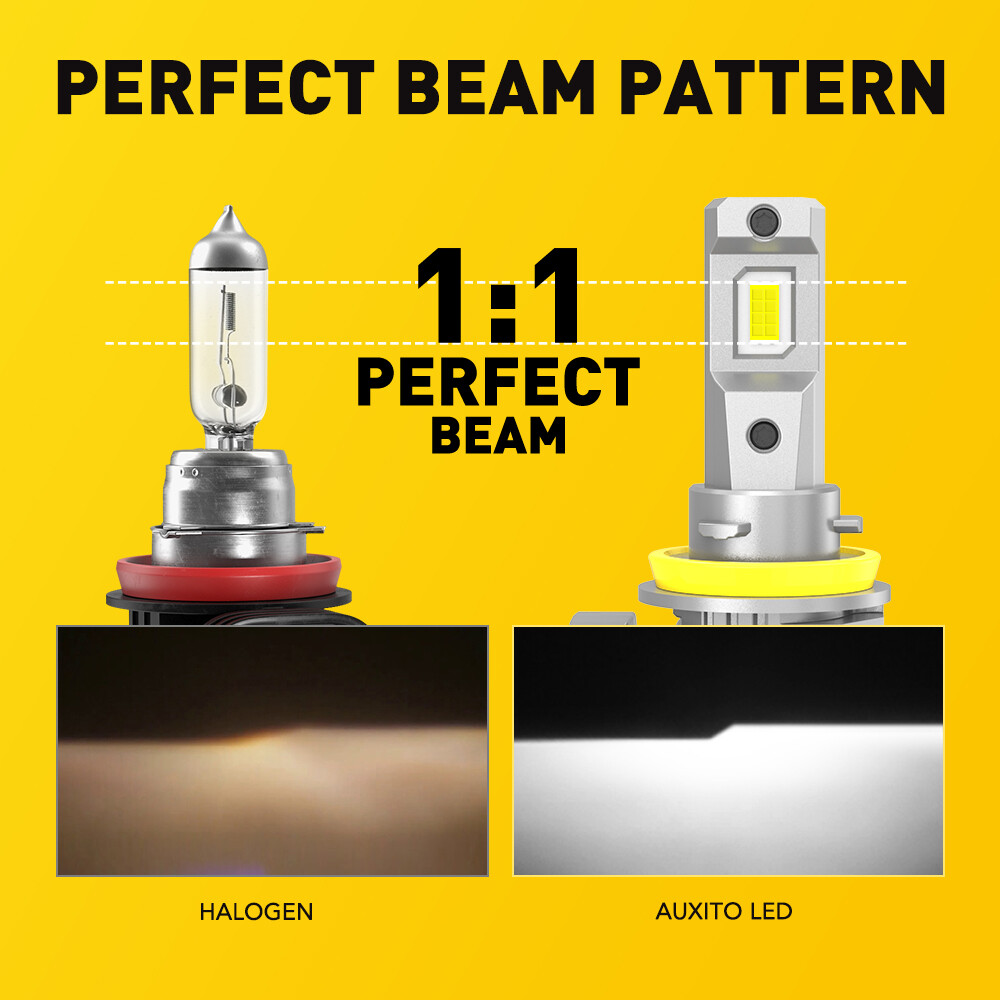 4x AUXITO 9005 H11 LED Combo Headlight Bulbs Low High Kit Beam Extremely White