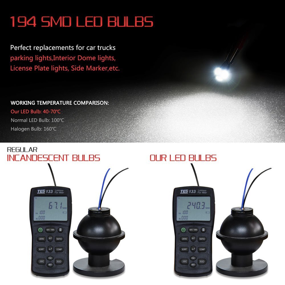 10X Super White T10/921/194/2825/158 RV Trailer LED Interior Dome Map Light Bulb