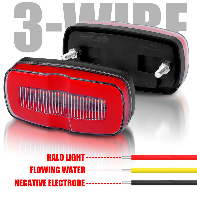 4PC 4″ Red Amber Flowing LED Side Marker Light Tail Turn Signal Clearance Truck