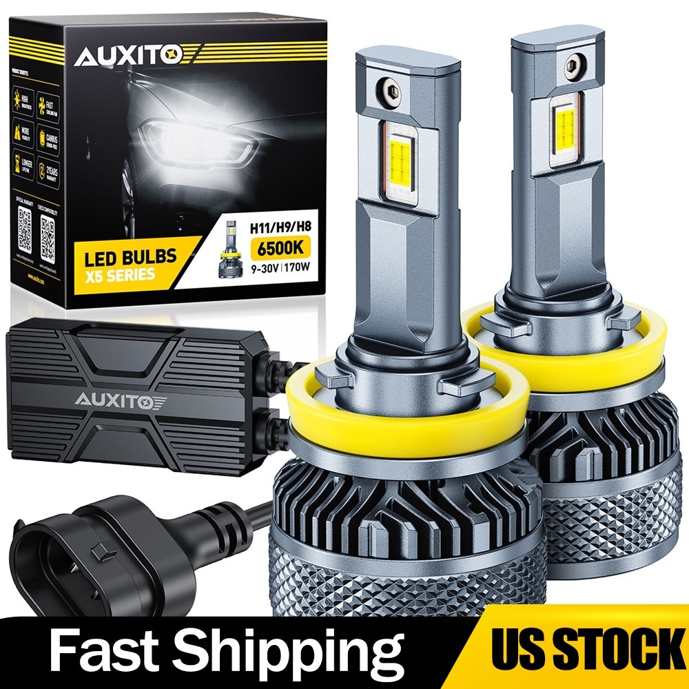 AUXITO H11 H8 H9 LED Headlight Bulbs 6500K White 900% Brighter 32000LM 170W X5