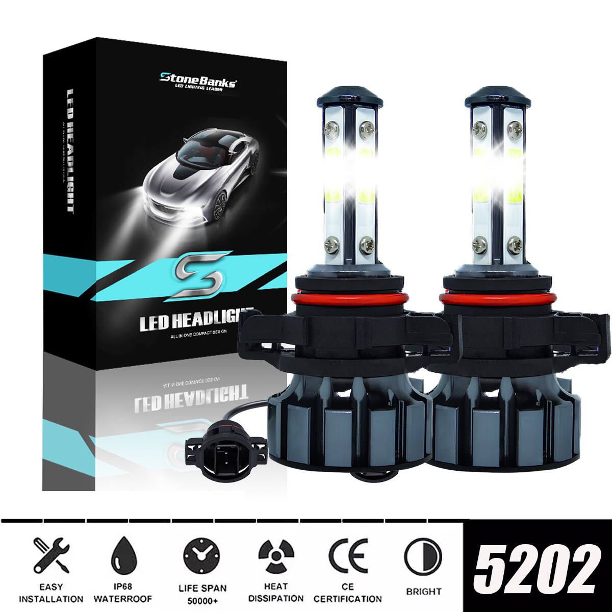 For Jeep Cherokee 2014-2015 LED Headlight & Fog Light Bulbs Combo Clear White