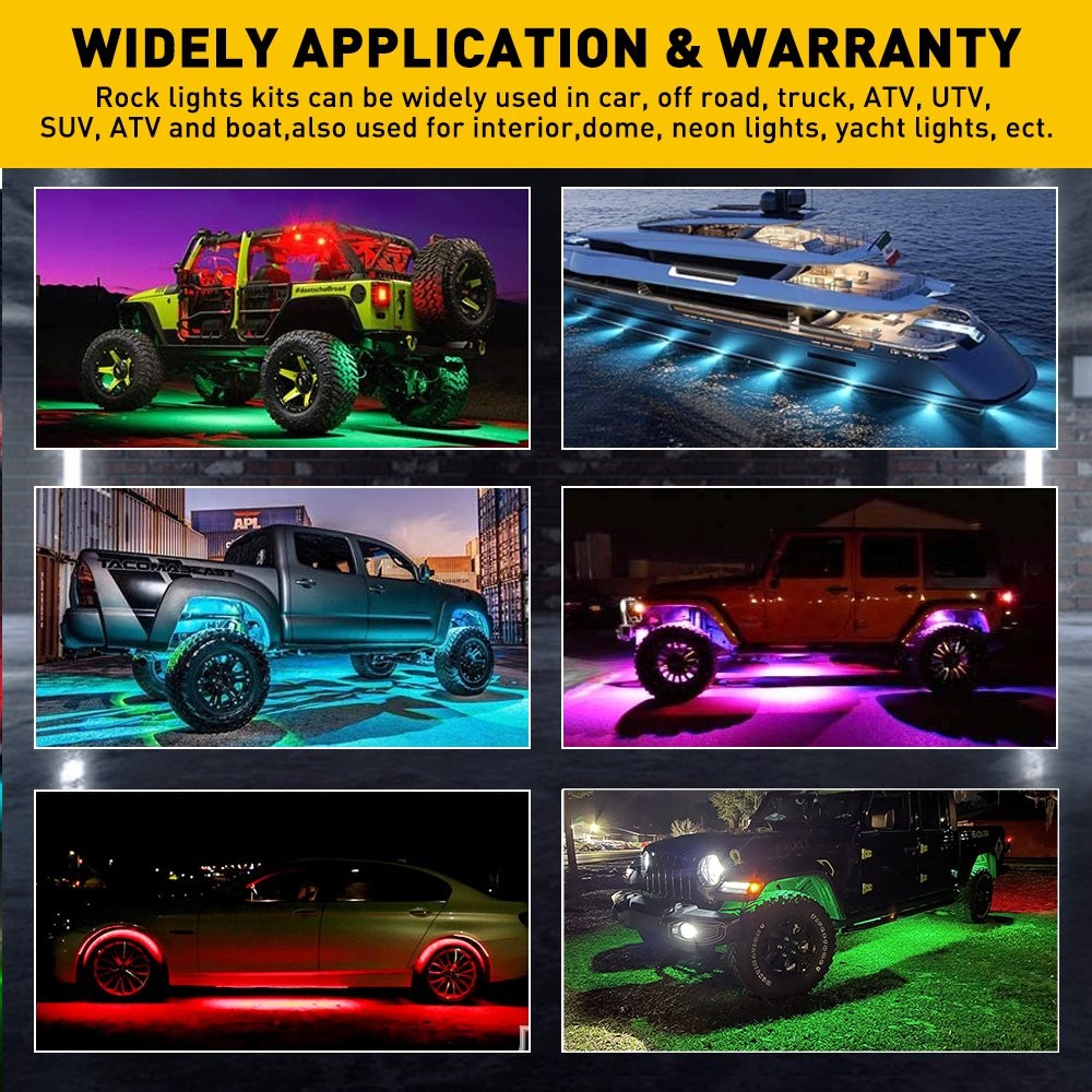 20x LED RGB Rock Light OffRoad License Plate Under Body courtesy Truck Bed Pods