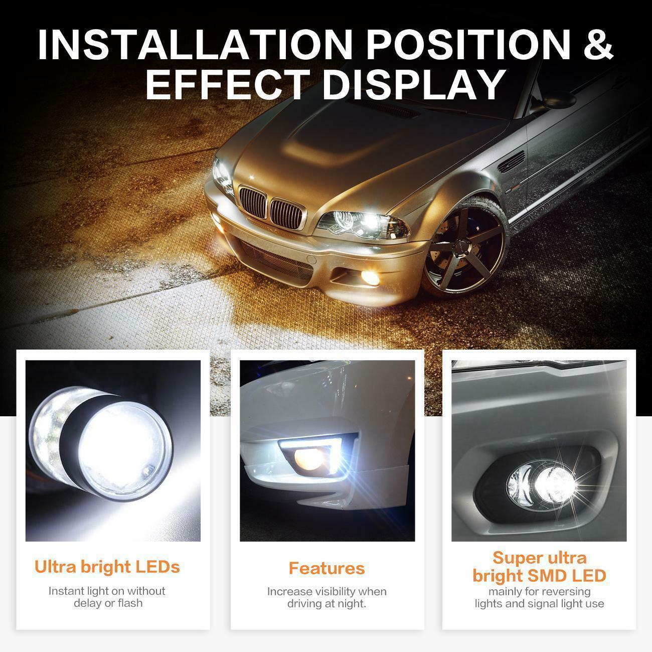 Ironwalls 5202 H16 LED Fog Light Bulbs 6000K Xenon White 16000LM High Power Pair