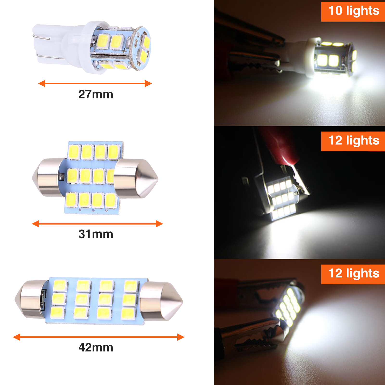 20pcs LED Light Bulbs Interior Kit Car Trunk Dome License Plate Lamp 6000K