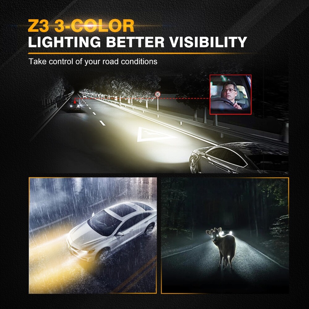 Multicolor LED Fog Light Bulbs Driving DRL 9145/H10 H8/H11 H16/5202 9006 Bright