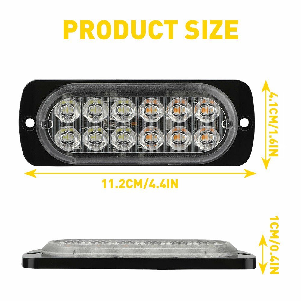 4pcs Car Light Flash 12LED Daytime Running Fog Headlight DC 12V-24V W/ Screws