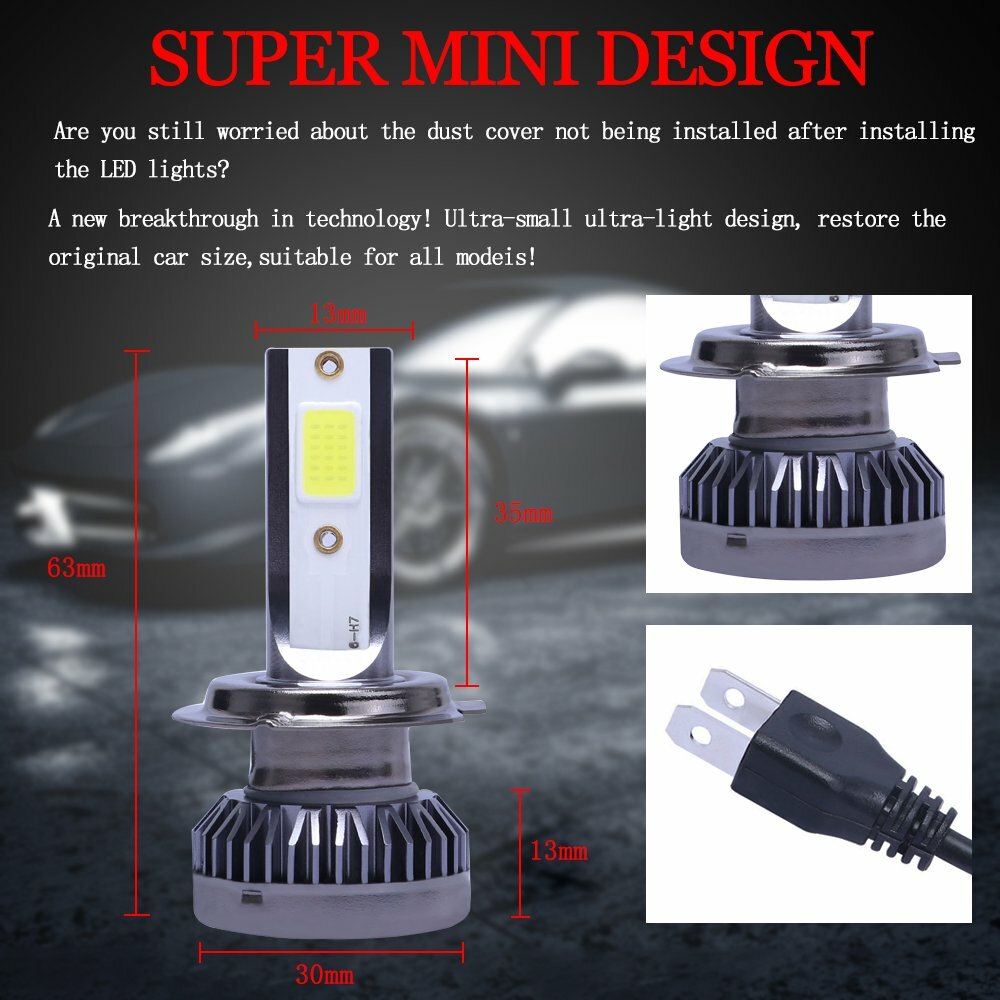 Mini H7 + H7 Combo LED Headlight Kit Bulb High Low Beam 160W 26000LM 6000K White