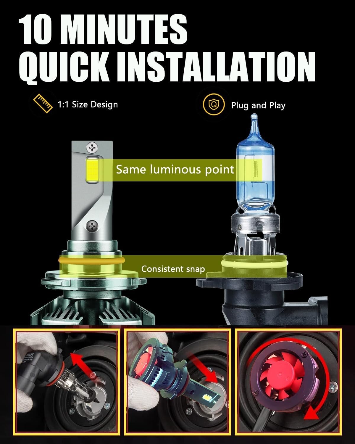 9005/HB3 H11 Bulbs Combo H8 H9 Fog Bulb, Super Brightness 200W 40000LM H11 and 9