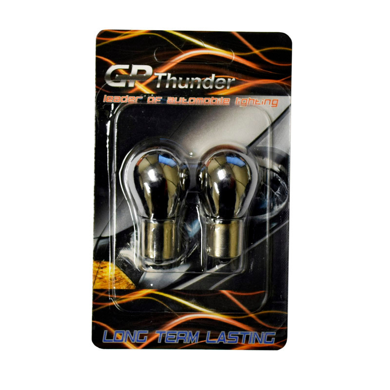 GP Thunder 1156 7056 3497 BA15S P21W Chrome Silver S25 Light Bulbs Red 2pc