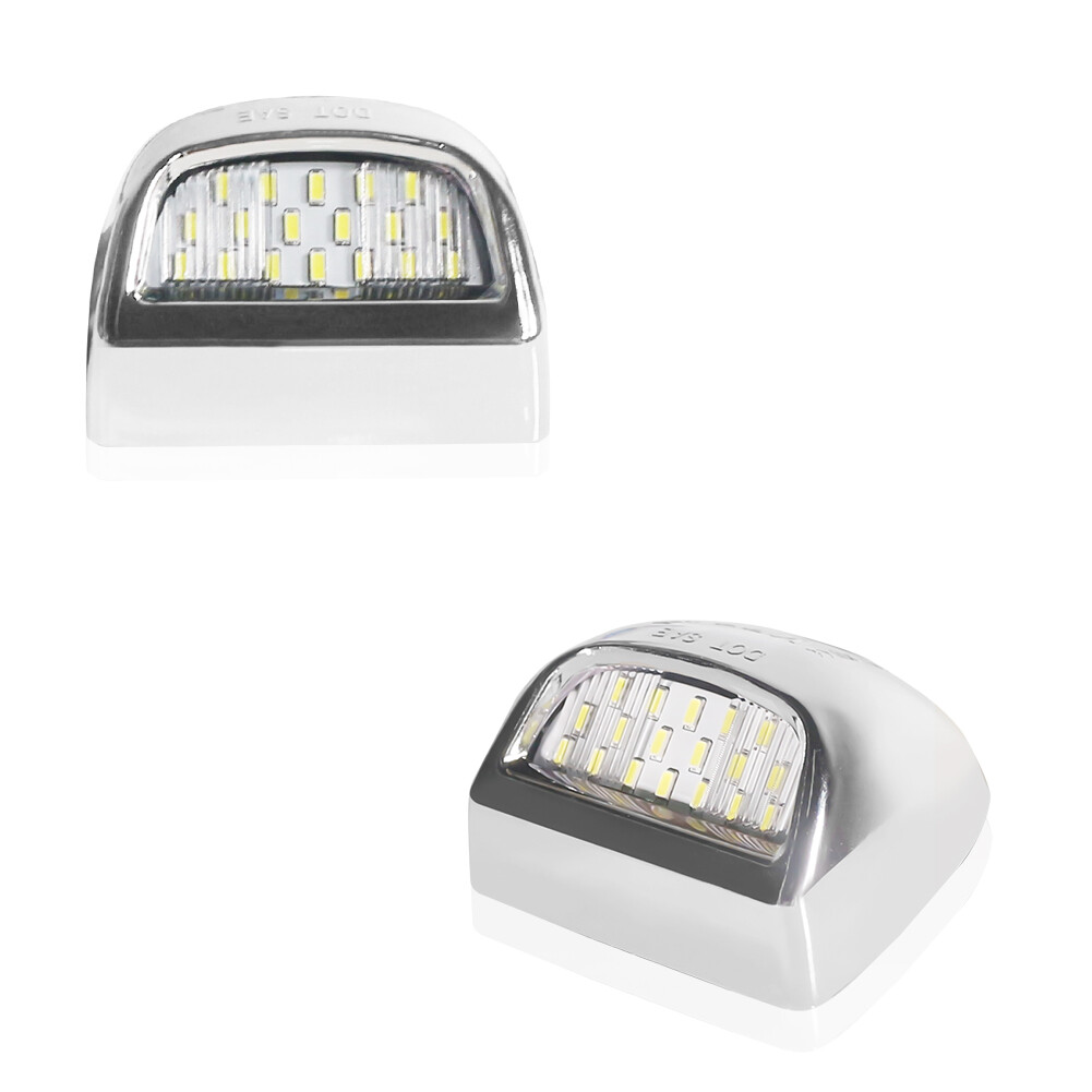 For GMC Sierra 1500 2500 3500 Chrome Silver Full White LED License Plate Lamps