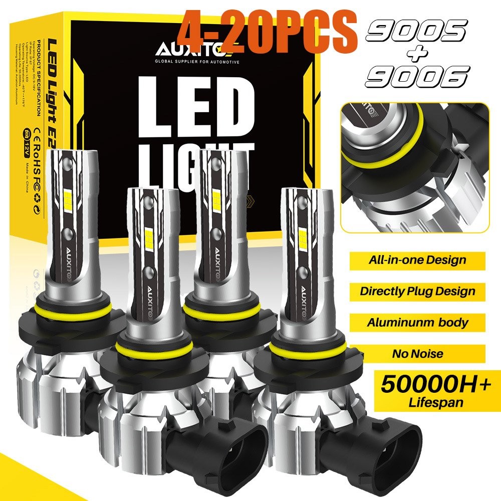 High Low Beam Bulbs Bright White 6500K 9005+9006 LED Headlight Combo Kit4-20X
