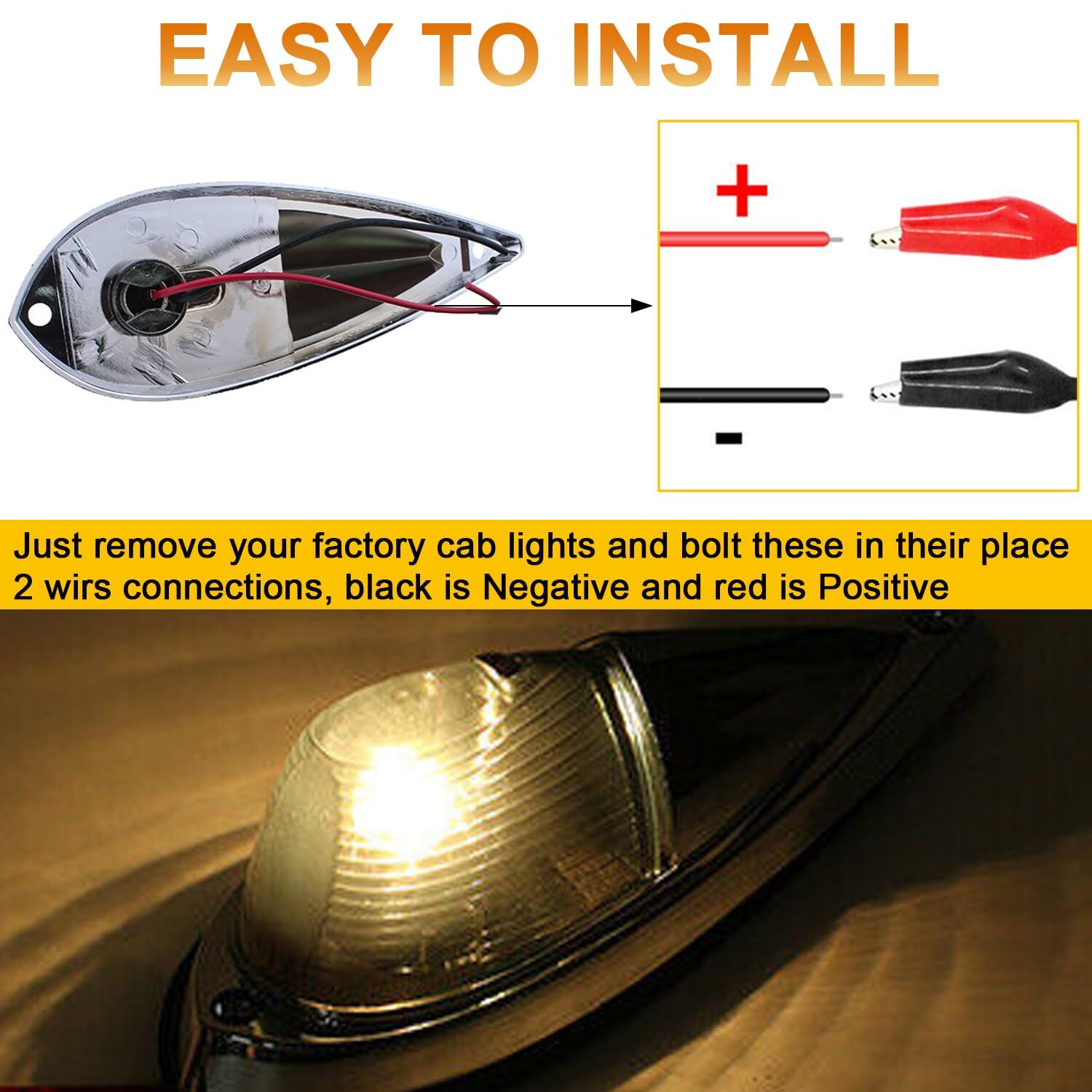 5X Smoke Lens Amber Light Cab Marker Roof Running Lights Kit, Teardrop Style,