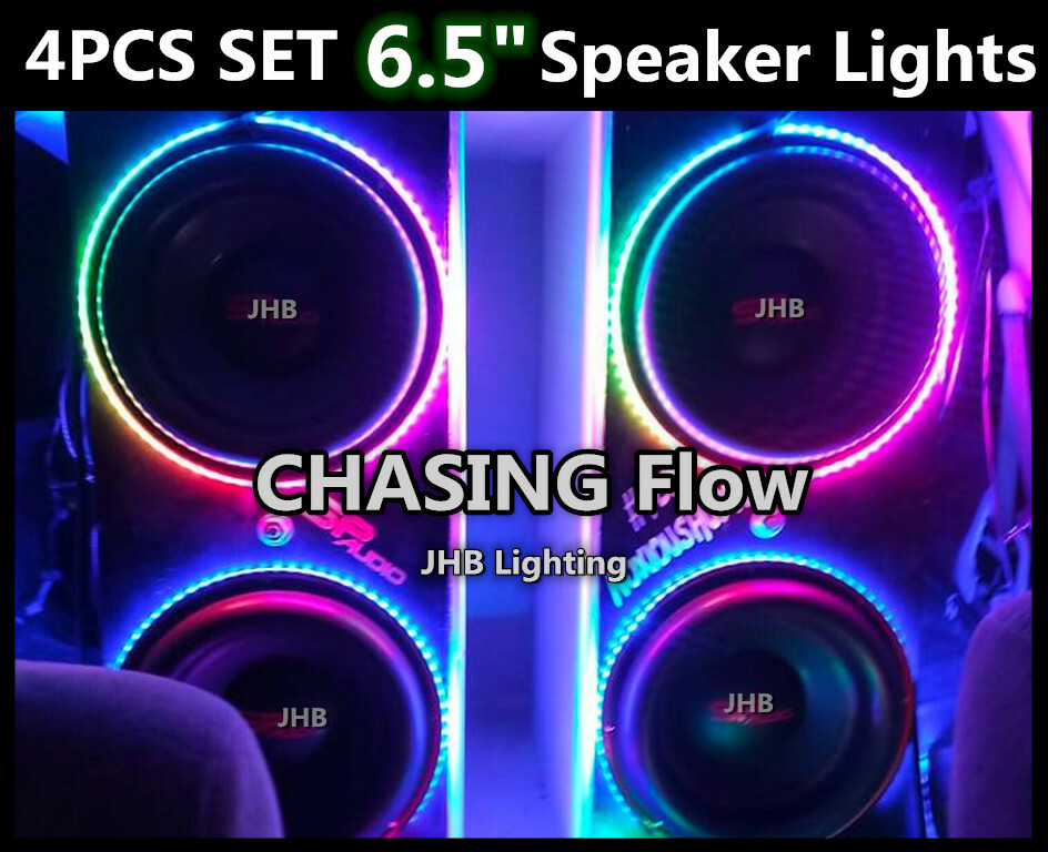 JHB 4PCS 6.5″ SET CHASING Flowing LED Remote Bluetooth Car Speaker Rings Lights
