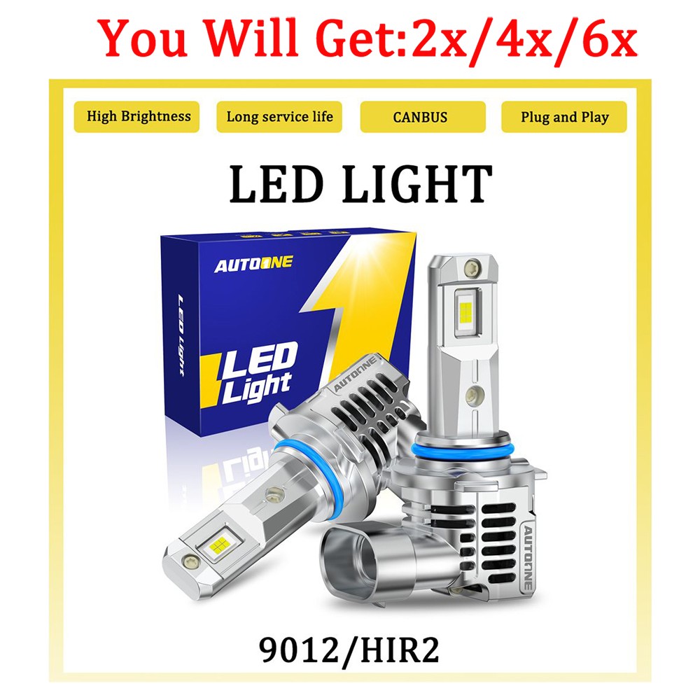 28000LM 9012/HIR2 LED Headlight Bulbs Super Bright White 6500K Plug & Play 2-6X