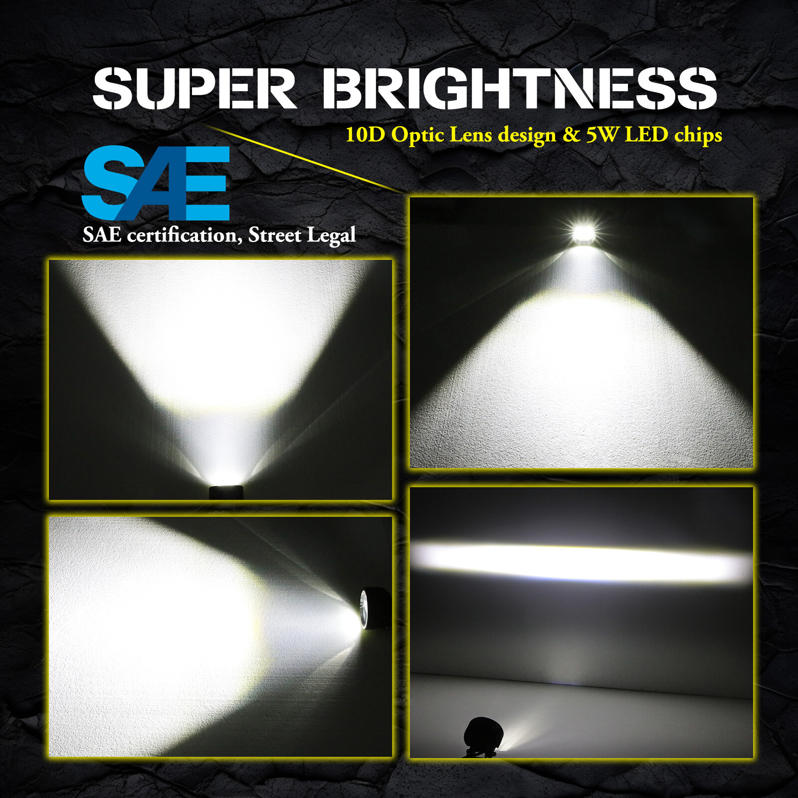 2X 3.5″ SAE LED Fog Lights Round Driving Spot Pods Street Legal DOT Approved 12V