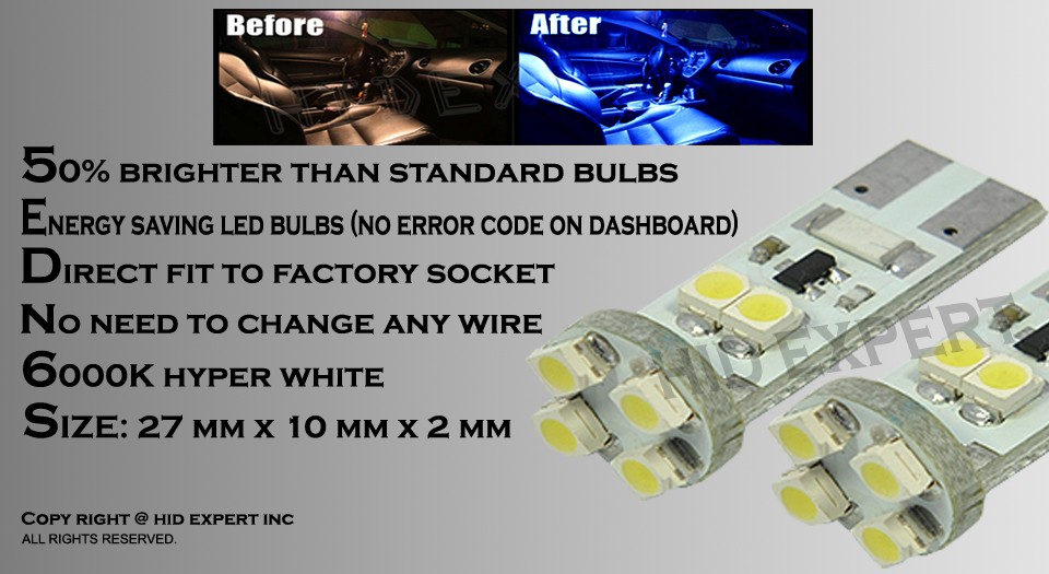 4pc T10 Canbus No Error 8 LED Chip Blue Plugin Front Side Marker Light Bulb X242