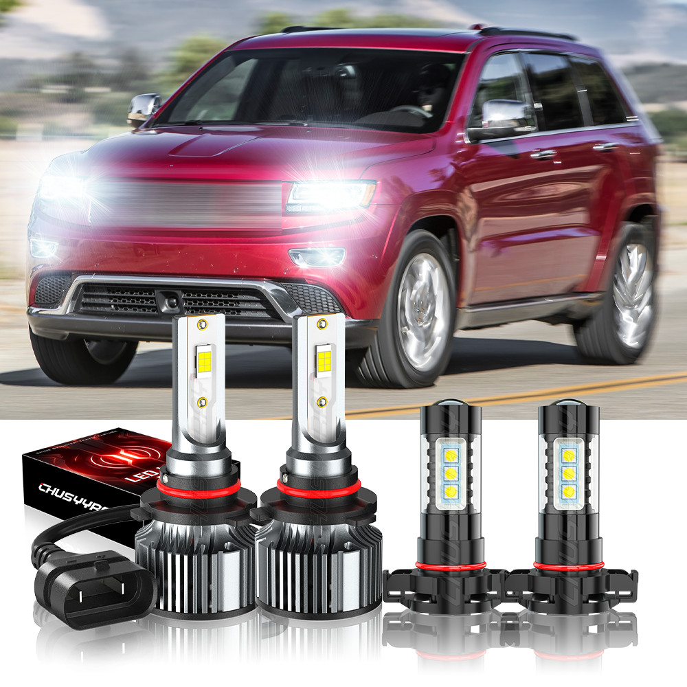For Jeep Cherokee 2014-2015 9012+H16/5202 LED Headlight + Fog Light Bulb Combo
