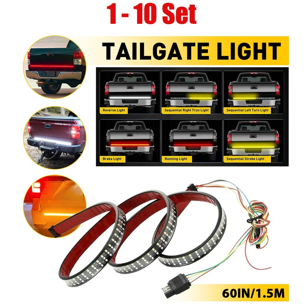 60″ 3-Row LED Truck Tailgate Light Strip Reverse Brake Signal Tail Lamp 1-10Set