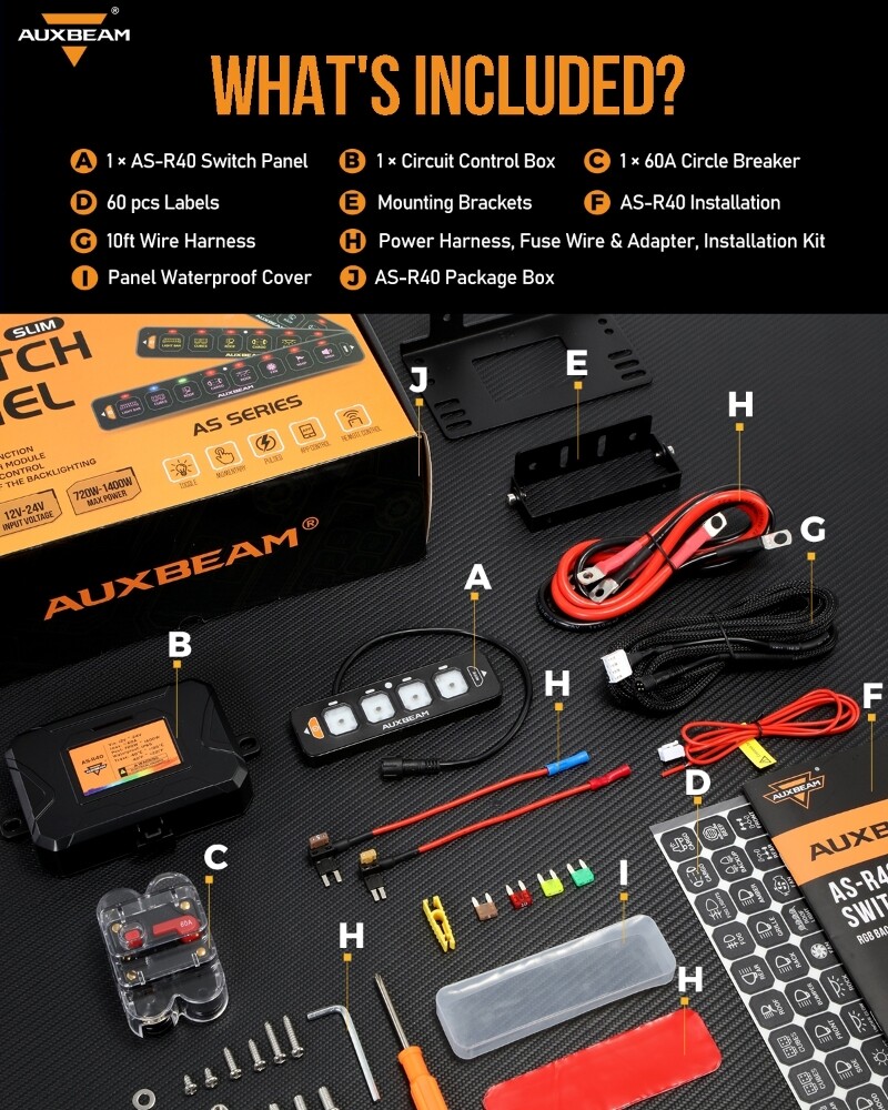 AUXBEAM 8 Gang Switch Panel On-Off LED Light Circuit Control (Blue Back light)