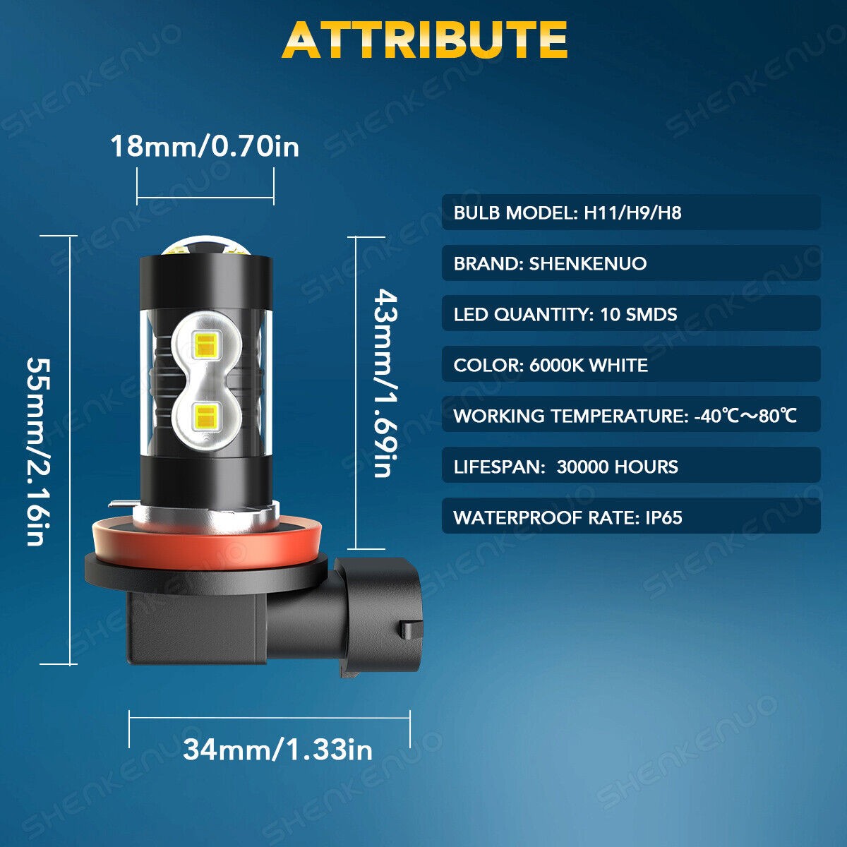 6x LED Headlight High Low Beam Fog Light Bulbs 6000K For Volvo XC70 2007-2013