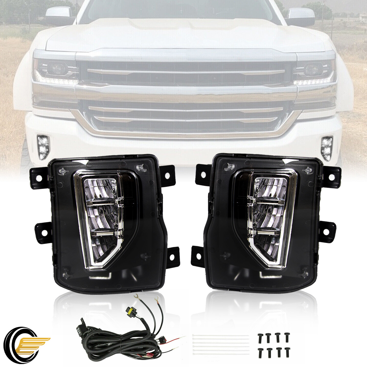 For 2016 2017 2018 Chevy Silverado 1500 LED Fog Lights Bumper Lamp w/Switch/Wire