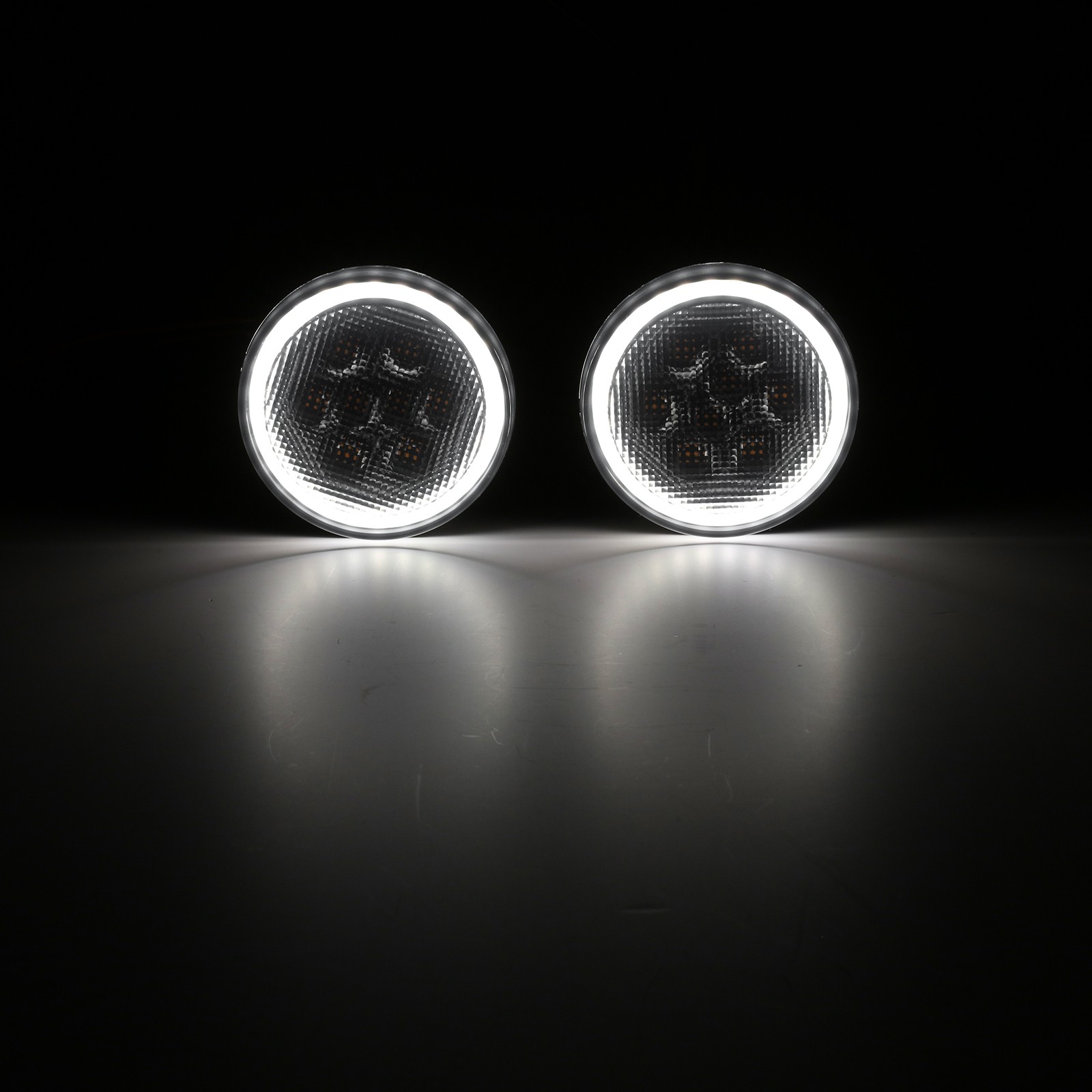 LED Amber Turn Signal Light with Smoke Lens Ring DRL For Jeep Wrangler JK 07-18