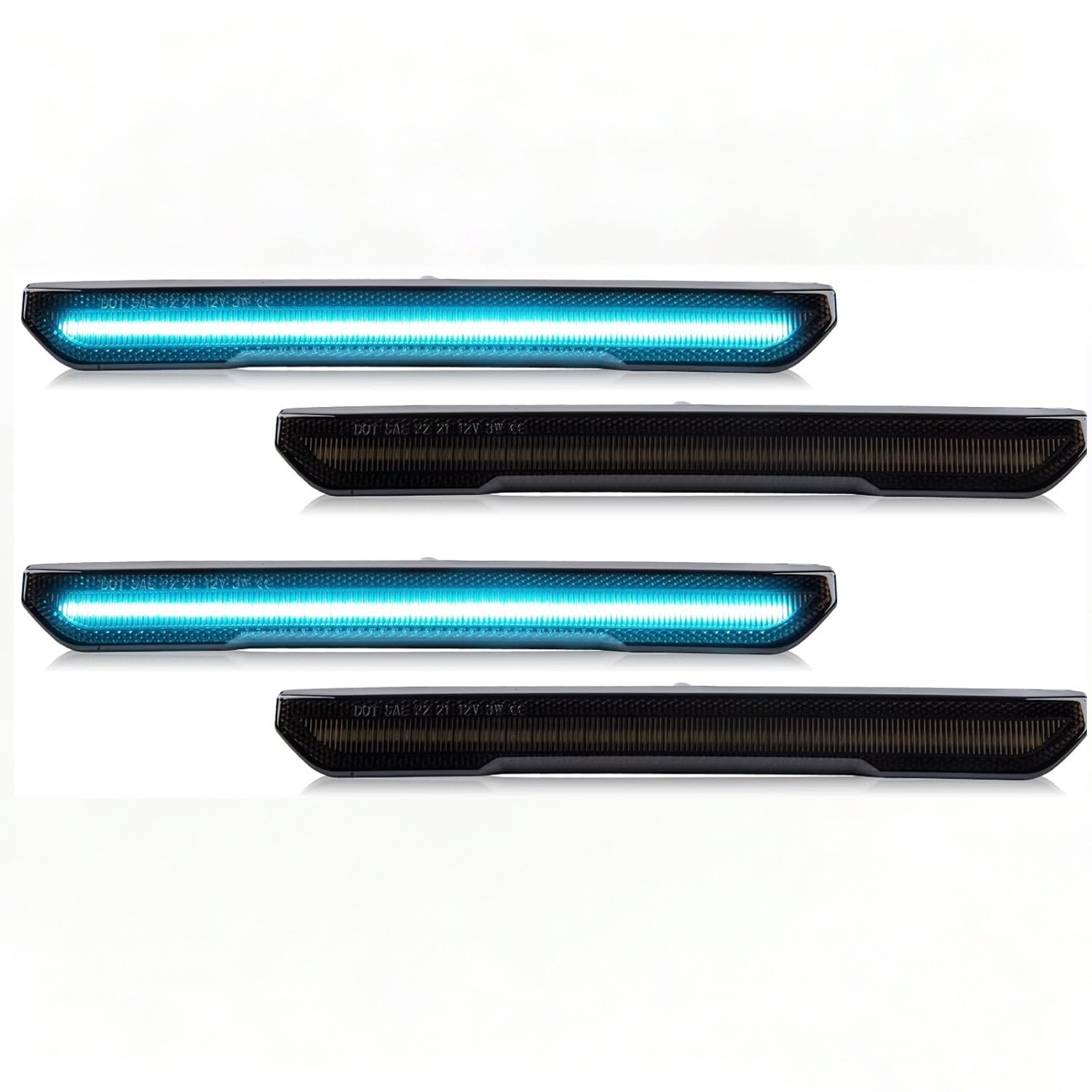 Smoke Lens Bule Side LED Marker Fender Lights For GMC Sierra 2500HD 3500HD 20-24