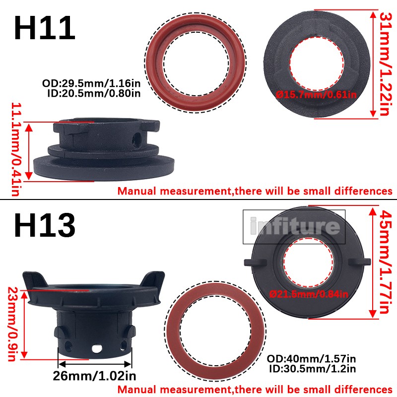 2Pcs LED Headlight Bulb Base Adapter Socket Retainer 9004/9005/9006/H7/H4/H3/H1