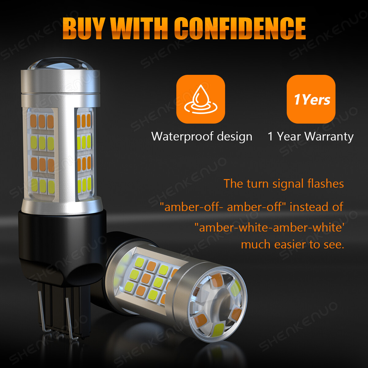 Front/Rear Turn Signal Light Amber 7443 LED Bulb For Honda Accord Civic