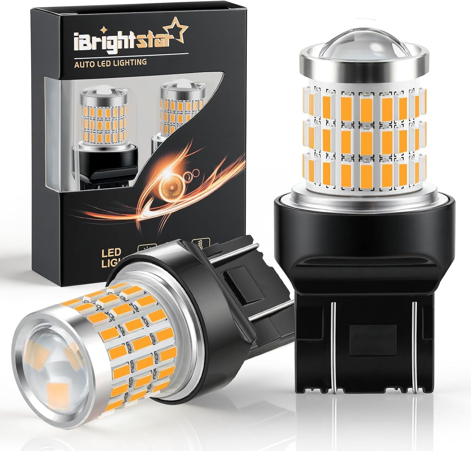 7443 LED Turn Signal Bulbs Amber Pack of 2 for Vehicle Blinker Lights