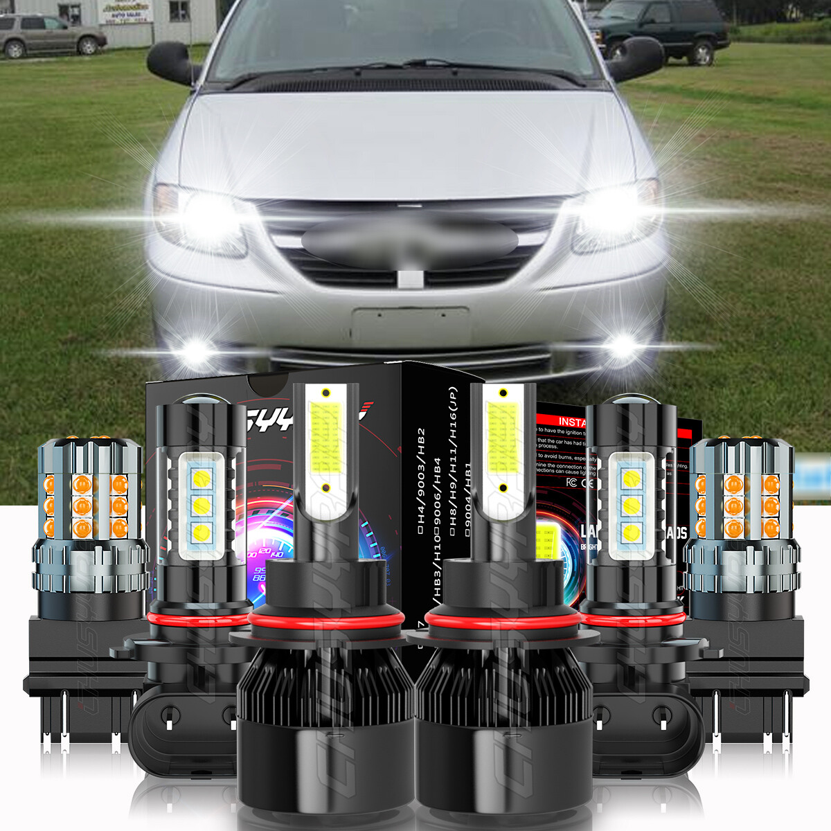 For Ford F150 1999 2000 2001 2002 2003 LED Headlight+Turn signal+Fog Lights Kit