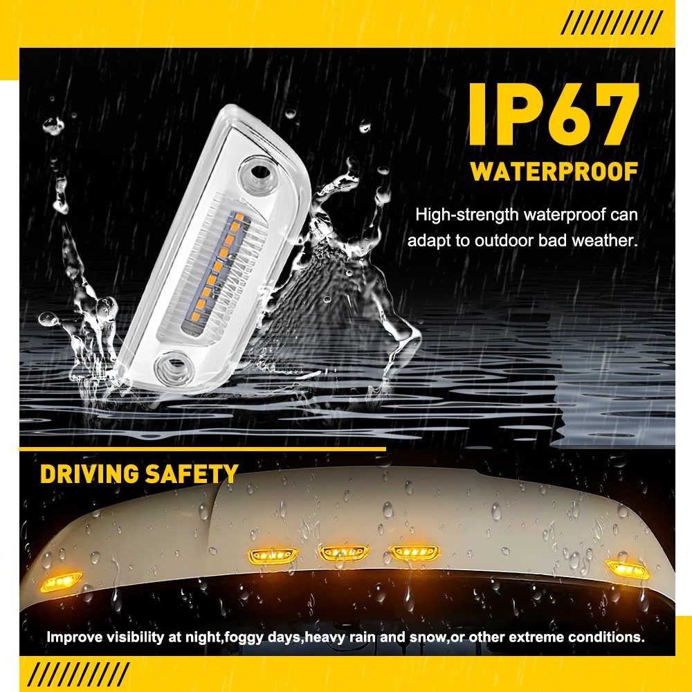 CLEAR AMBER TORPEDO 9 LED ROOF CAB MARKER TOP LIGHT FOR PETERBILT KENWORTH 5-15X
