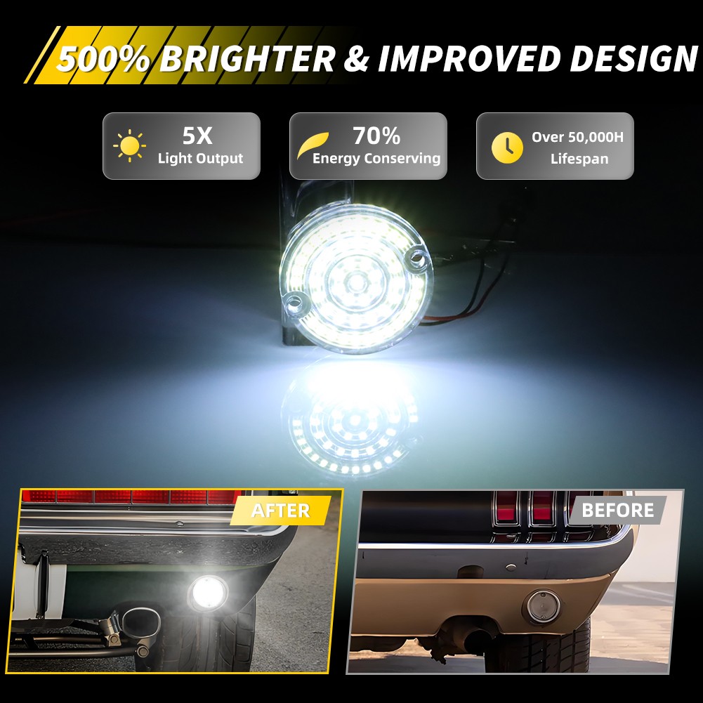 Clear White LED Backup Light Lens For 64-68 Ford Mustang & 67-68 Mercury Cougar