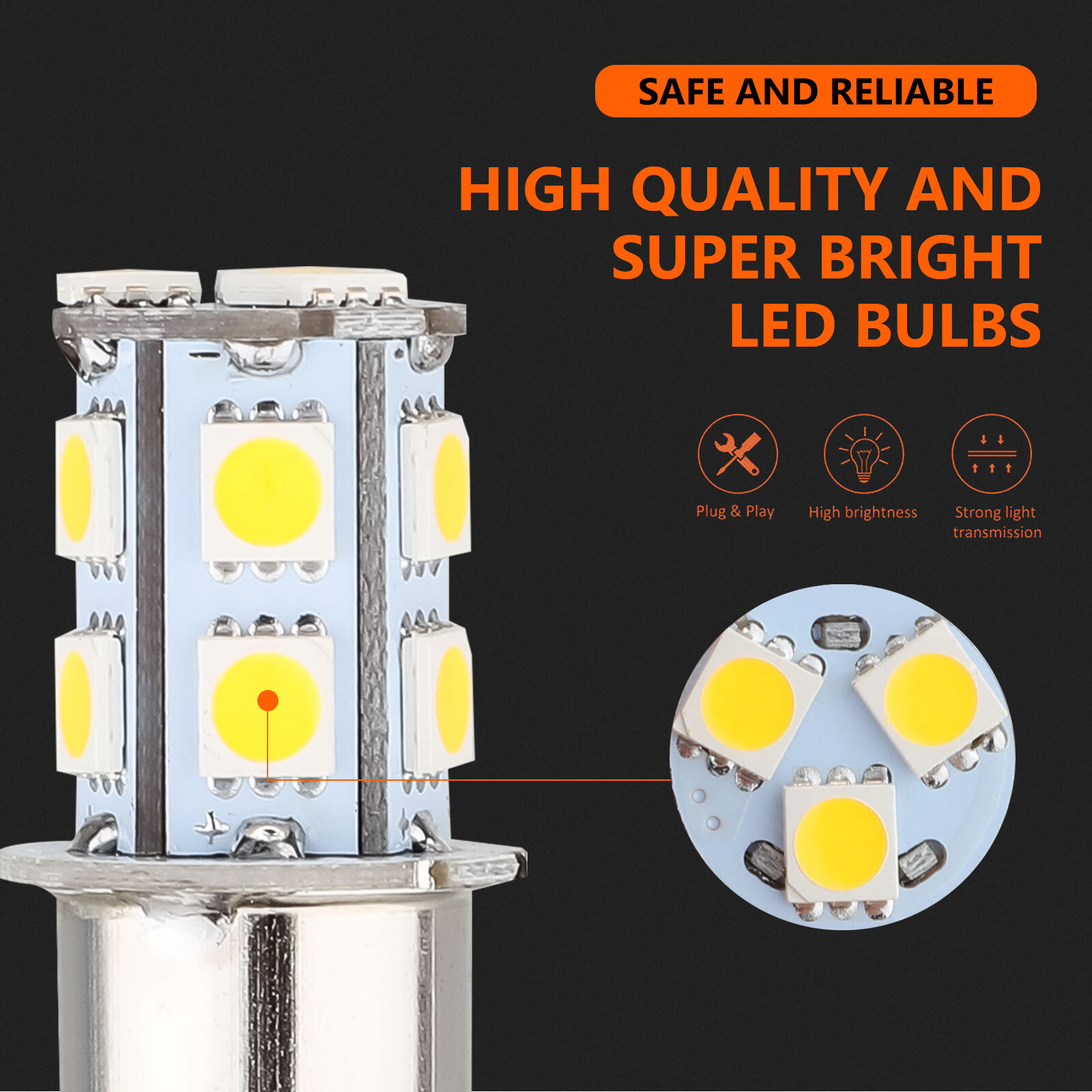 20x Warm White 1156 1141 13-SMD RV Camper Trailer LED Interior Light Bulbs 12V