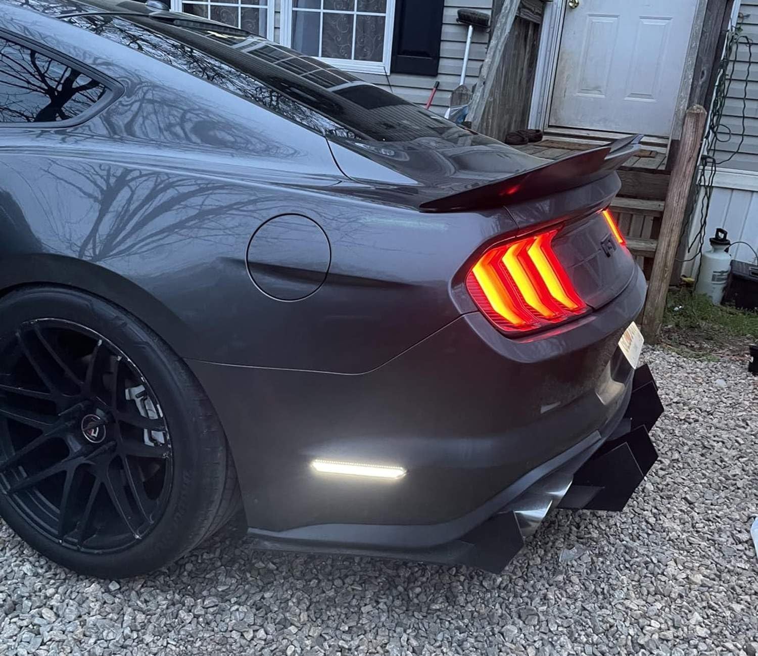 Semi-Clear Lens White Full LED Rear Side Marker Lights For 2015-23 Ford Mustang