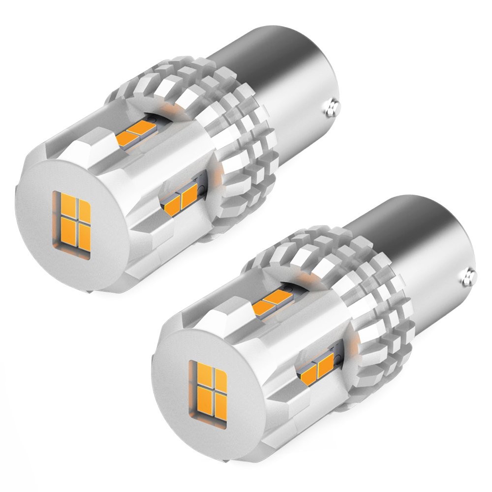 Pair 1157 2357 LED Front Signal Turn Light Lamps Amber Yellow No Hyper Flash 90W