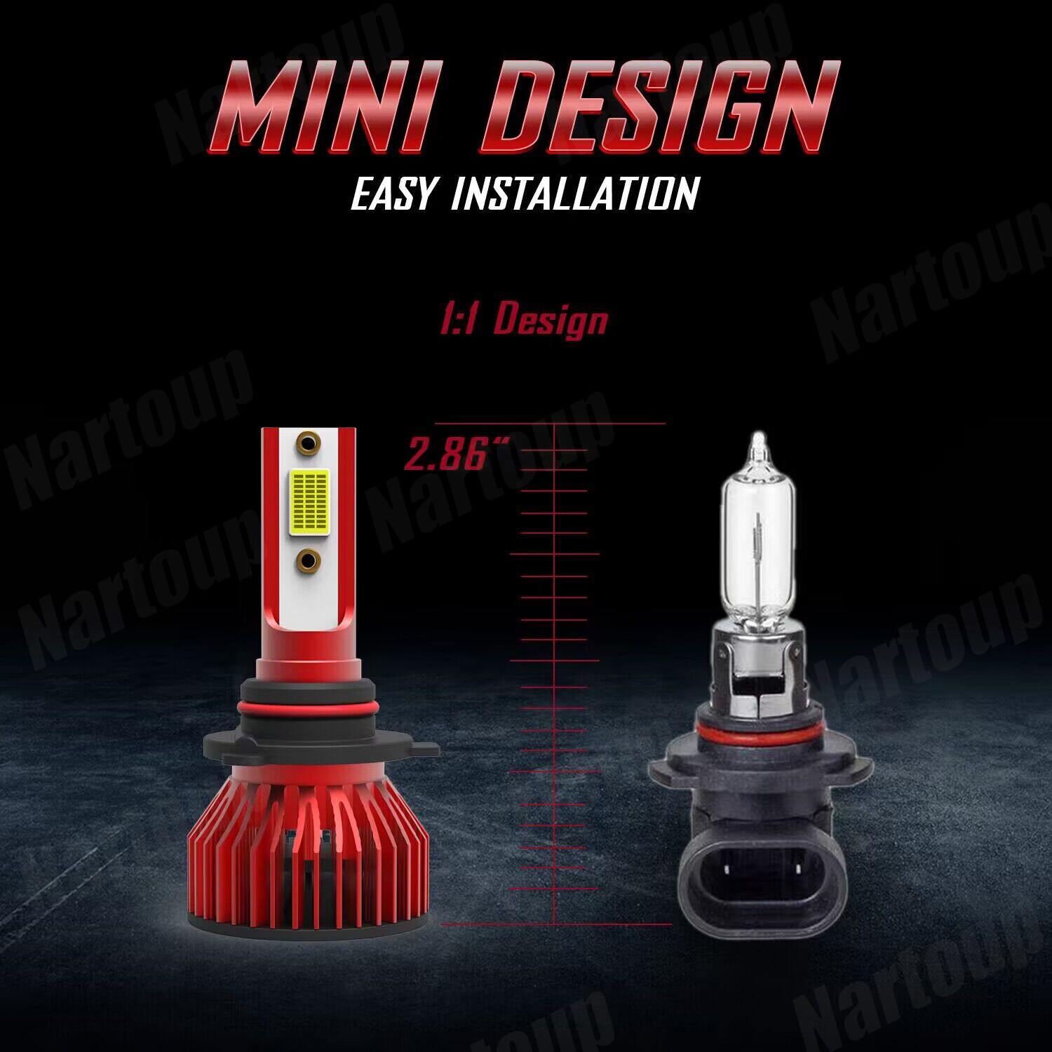 MINI 9005+H11 Combo LED Headlight Bulbs Kit High Low Beam 6000K White US 4PCS