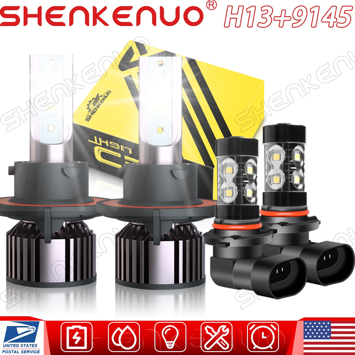 For Chrysler Aspen 2007-2009 9008/H13 9145 LED Headlight Fog Light 4Pcs Bulbs