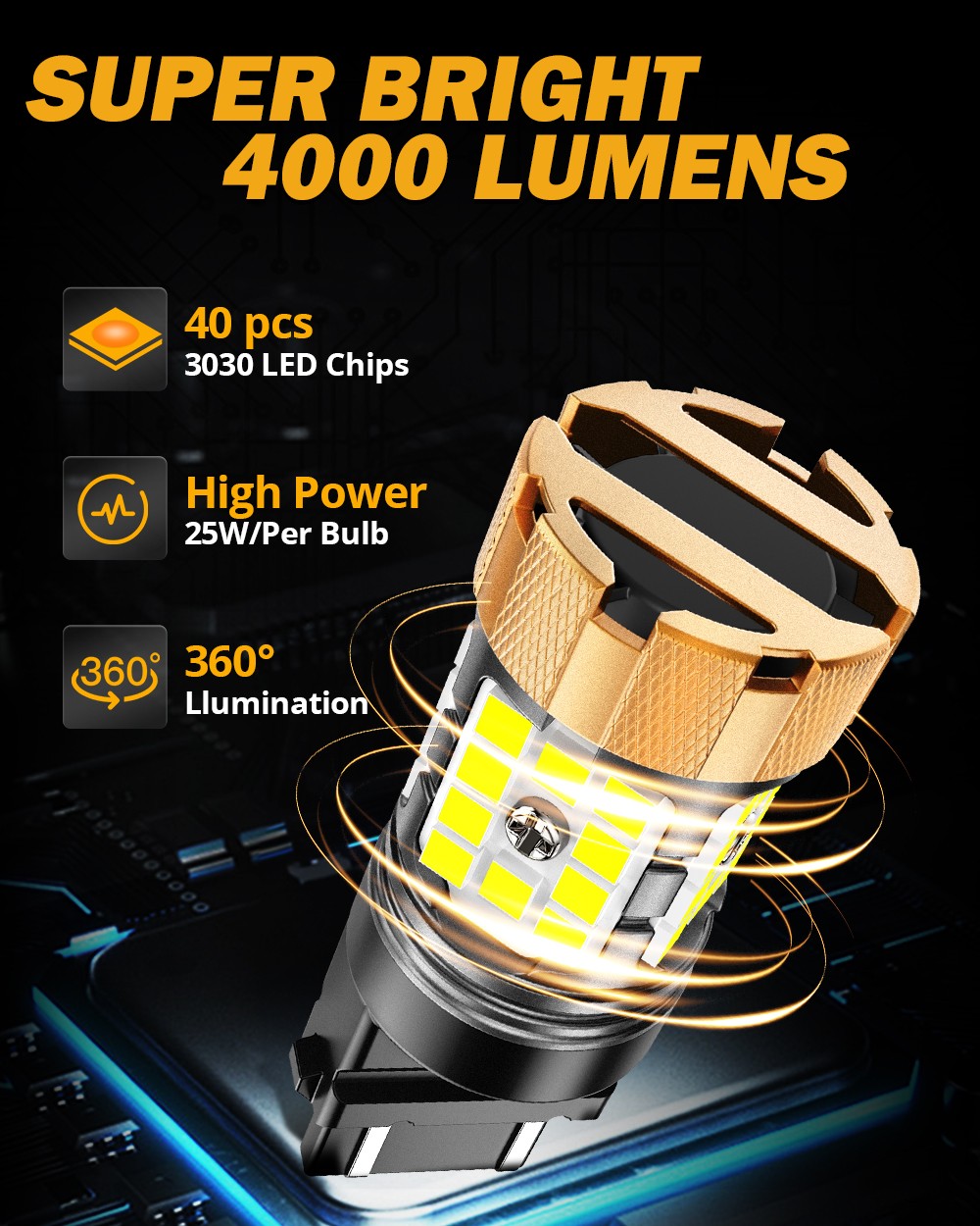 AUXBEAM 3156 3157 3057 LED Reverse Backup Light Bulbs 6500K Super Bright White