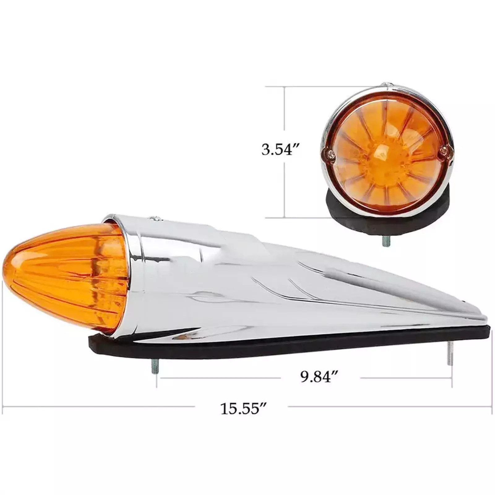 Amber Torpedo Cab Marker Lights 5Pcs Chrome LED Truck Roof Lights Top Clearance