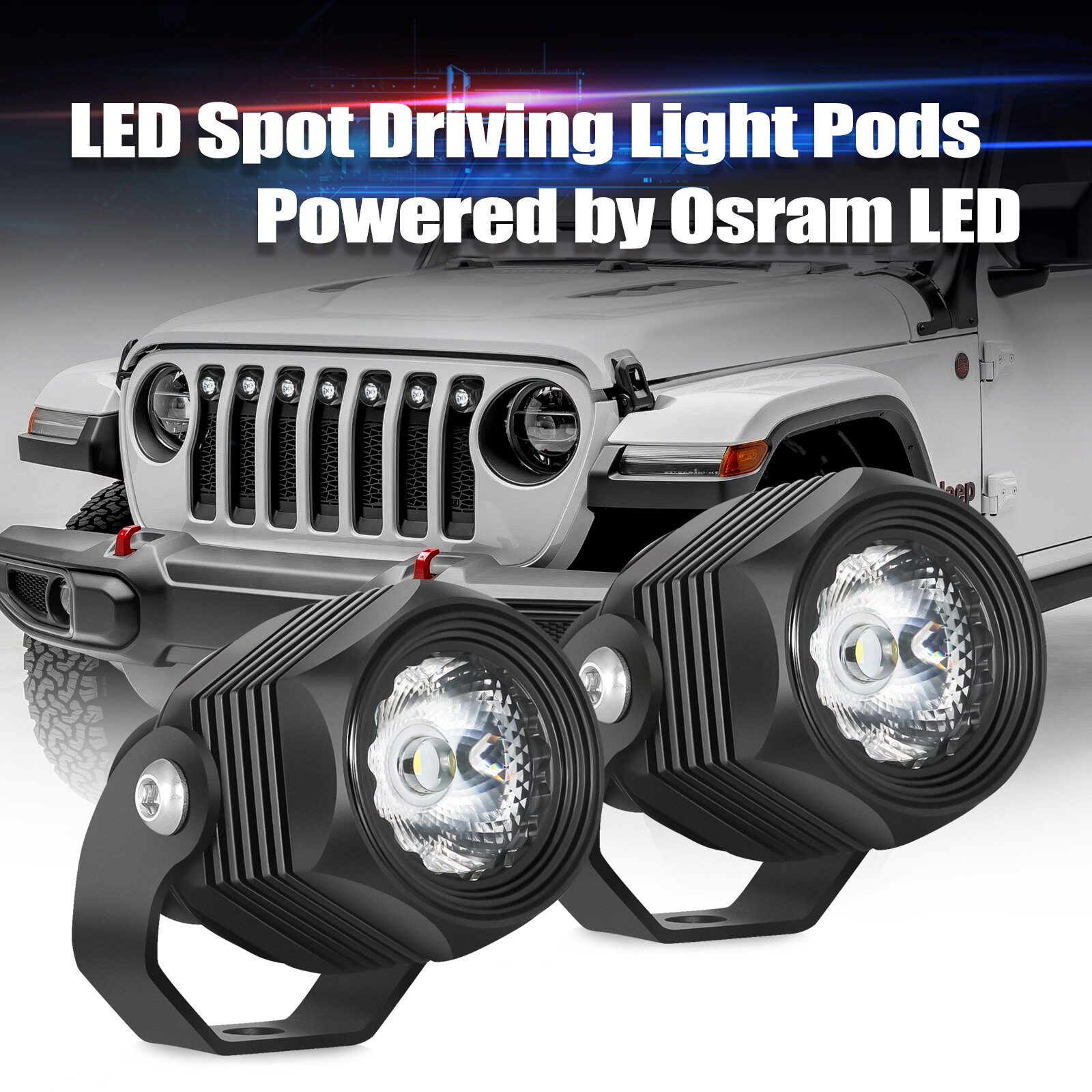 2x 2″ 20W LED Round Off Road Driving Spot Light Bar Pods Work 4WD ATV Motorcycle