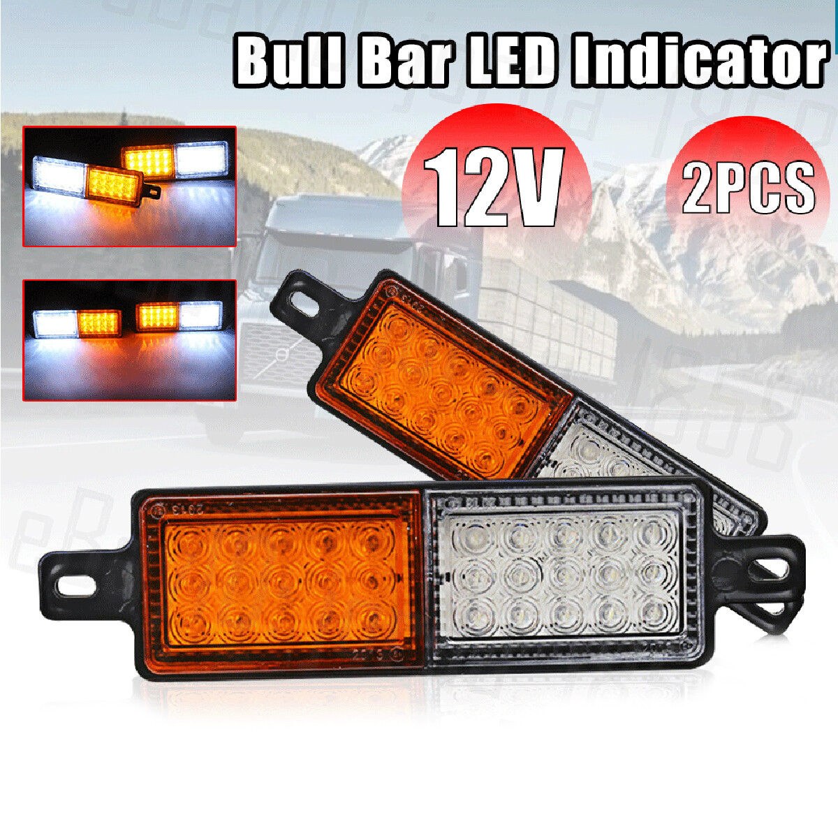 2x Amber White LED Front Indicator Park Lights TJM Bullbar Marker Lamp ARB Bar