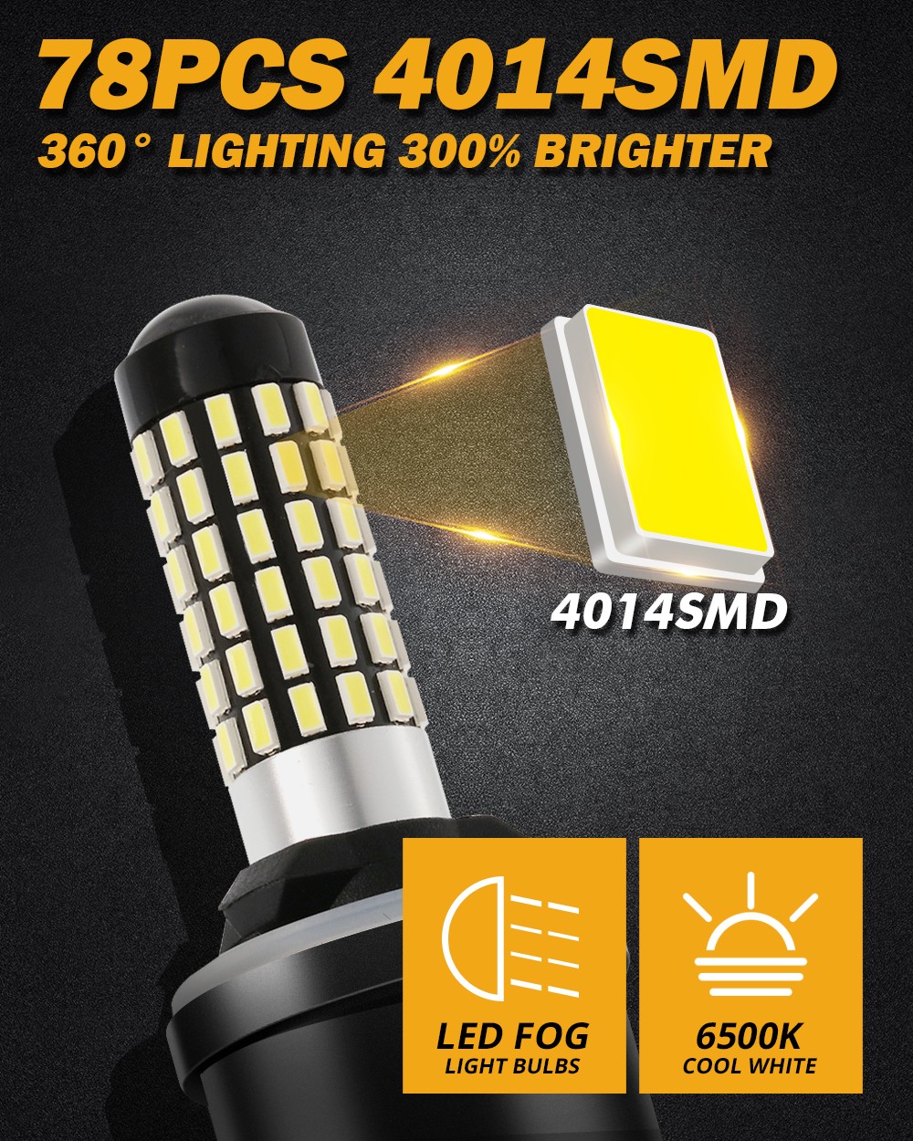 AUXBEAM For 99-04 Ford Mustang LED Headlight Bulbs Hi/Lo Beam Fog Light Bulbs